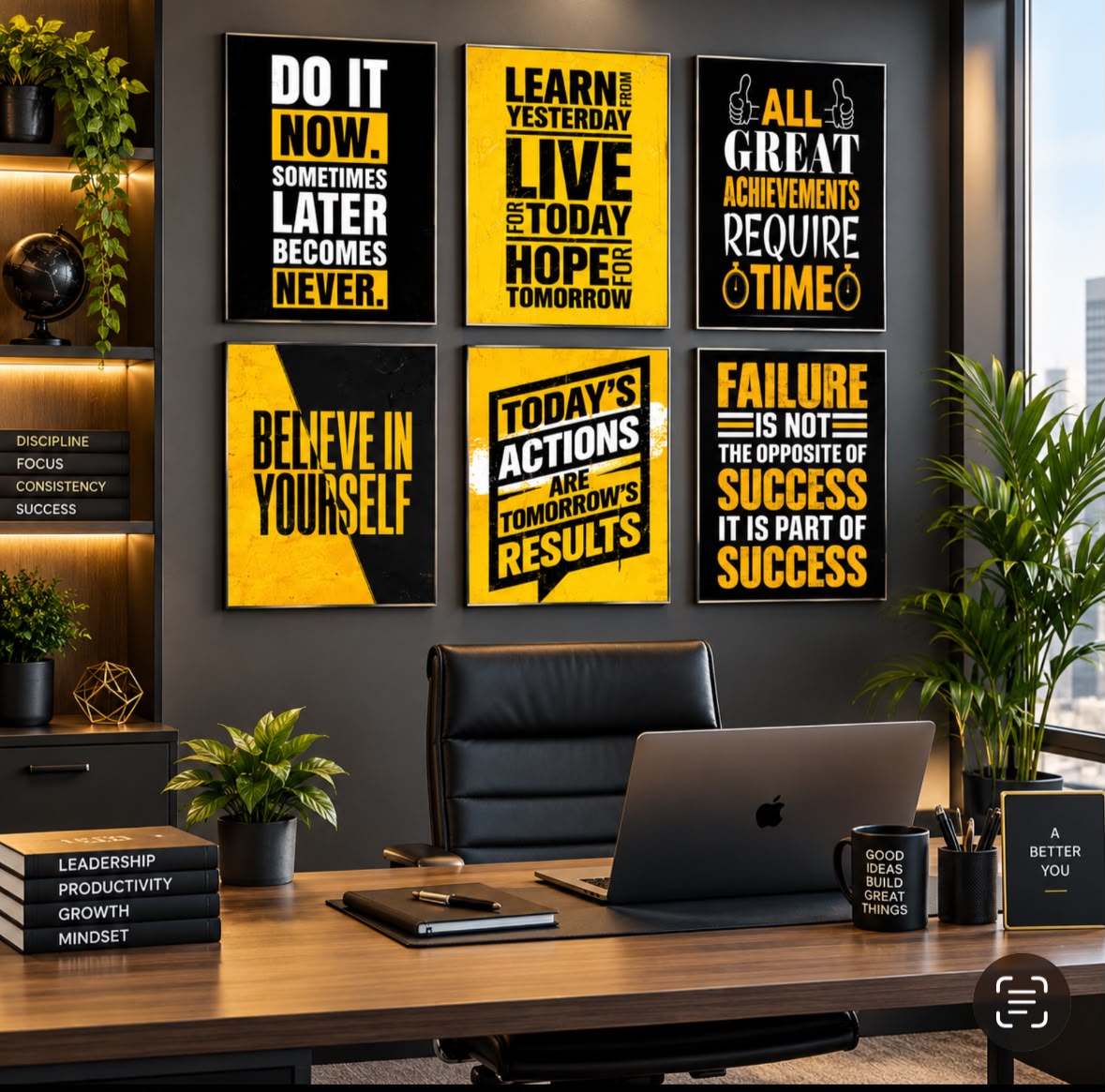 Set of six motivational wall art