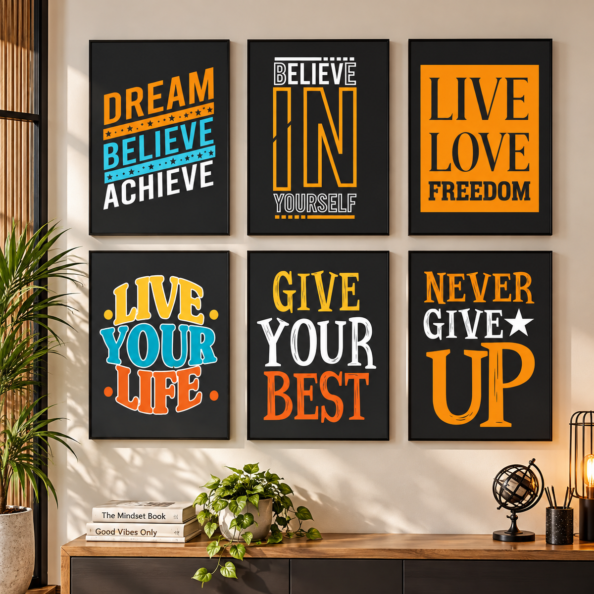 Motivational Wall Art Set – Inspirational Office & Home Decor 6 pices