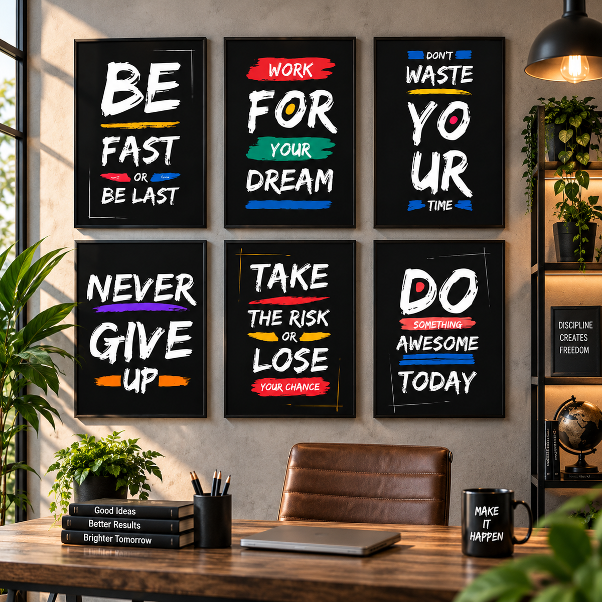 Motivational Office Wall Art Set | Inspirational Quote Posters for Office,6 pices
